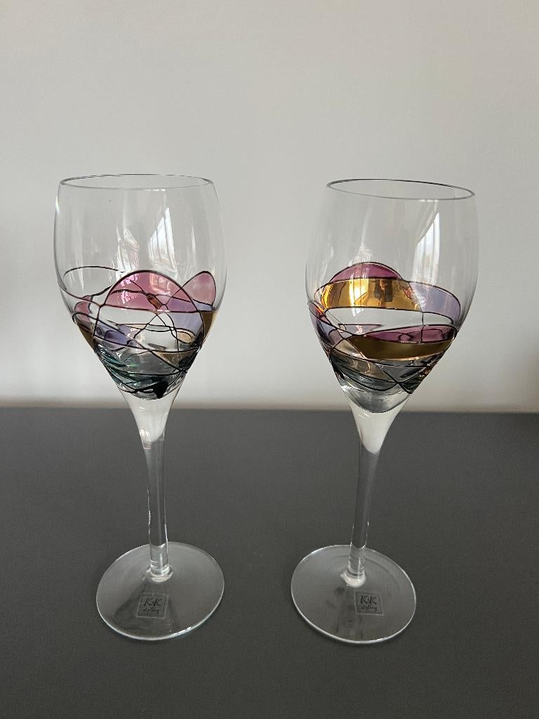 2 nieuwe wijnglazen van K&K Styling, Tiffany stijl, Verzamelen, Glas en Borrelglaasjes, Ophalen, Nieuw, Overige typen