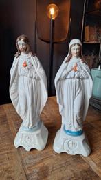 2 porseleinen beeldjes Jesus en Maria, zie foto's, Antiek en Kunst, Ophalen of Verzenden