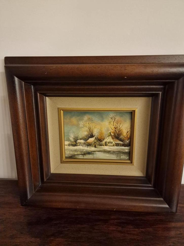 A. Weterings Schilderij - Winterlandschap, Antiek en Kunst, Kunst | Schilderijen | Klassiek, Ophalen of Verzenden