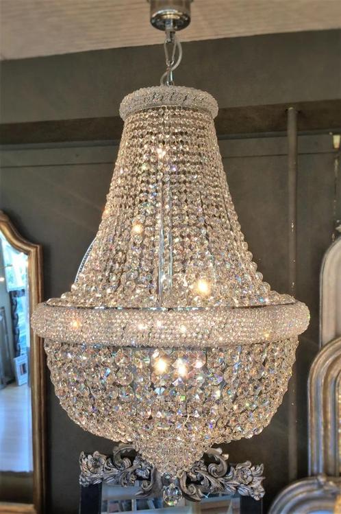 De Kroonluchter 60 cm Goud of Zilver NIEUW kristal...., Huis en Inrichting, Lampen | Kroonluchters, Nieuw, Ophalen of Verzenden