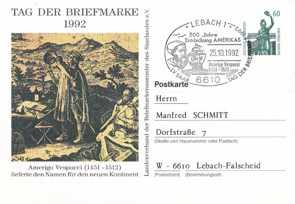 Duitsland – Postkarte – Tag der Briefmarke 1992, Verzenden, Briefkaart