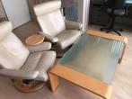 2 Stressless leren draaibare relaxfauteuils, Gebruikt, Ophalen of Verzenden, 50 tot 75 cm, Leer