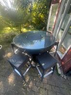 Rieten hoge tafels met wijnkoeler en 5 Krukken per tafel, Tuin en Terras, Tuinsets en Loungesets, Gebruikt, Eettafel, Wicker, Tuinset