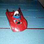 Smurf Samenzweerder in racewagen, Verzamelen, Ophalen, Gebruikt, Overige Smurfen, Poppetje, Figuurtje of Knuffel