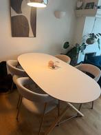 Ovale eettafel wit/hout, Huis en Inrichting, Tafels | Eettafels, Ophalen, 100 tot 150 cm, 200 cm of meer, Zo goed als nieuw