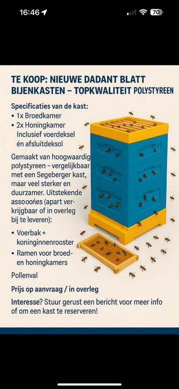 Nieuwe Dadant Blatt Bijenkast – Stevig & licht beschikbaar voor biedingen