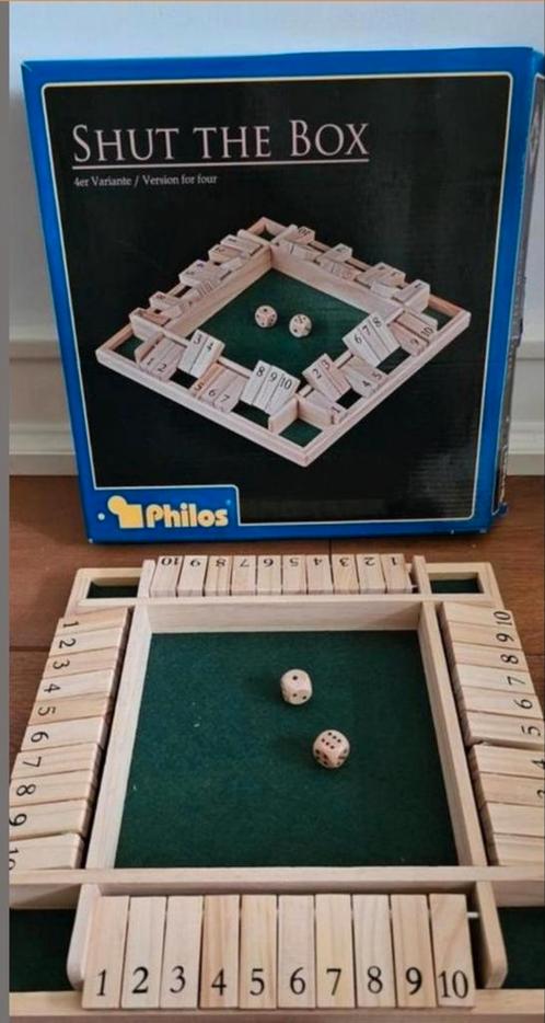 Shut de Box- 4 personen - houten- OOK VERZENDEN!, Hobby en Vrije tijd, Gezelschapsspellen | Bordspellen, Nieuw, Ophalen