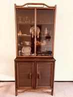Vintage Rieten Vitrinekast, Huis en Inrichting, Ophalen, Overige materialen, Gebruikt, 50 tot 100 cm