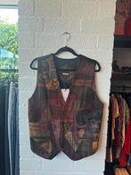 Vintage leder gilet patchwork maat M heren, Kleding | Heren, Kostuums en Colberts, Bruin, Maat 48/50 (M), Vintage, Ophalen of Verzenden