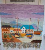 Handgemaakt wollen wandkleed – haven met zeilboten, uniek, Ophalen of Verzenden, Zo goed als nieuw