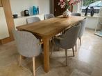 solide blank gelakte eikenhouten tafel, Ophalen, Gebruikt, Eikenhout, 200 cm of meer