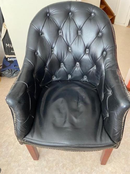 Klassieke Comvertabele lederen Fauteuil, Huis en Inrichting, Fauteuils, Gebruikt, Hout, Leer, 50 tot 75 cm, 75 tot 100 cm, Ophalen