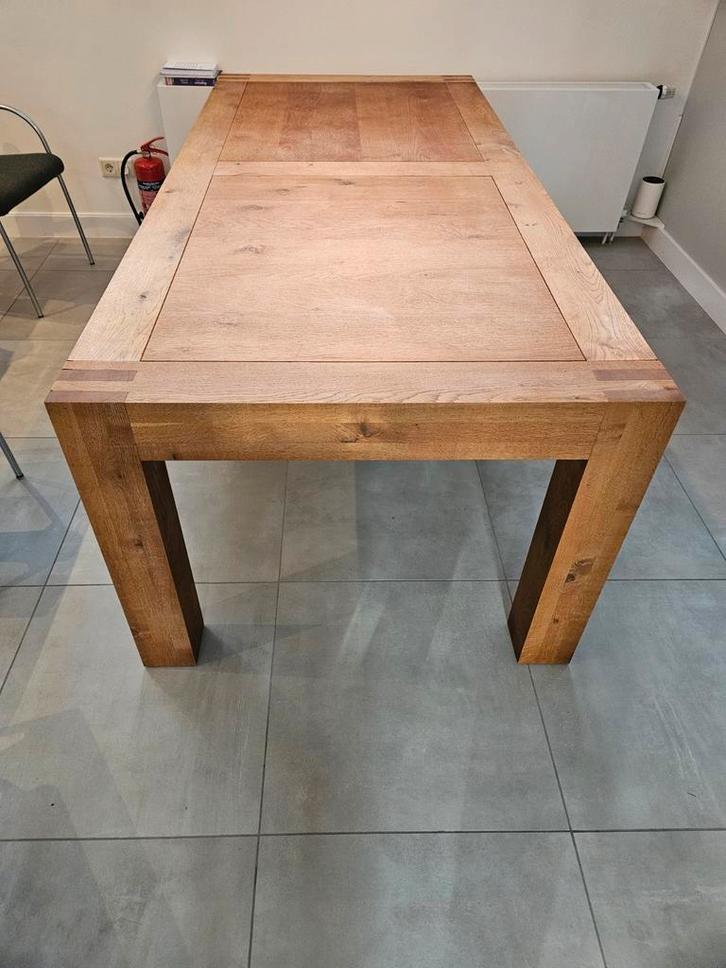 8 persoons solide stakke eettafel, Huis en Inrichting, Tafels | Salontafels, Gebruikt, 75 cm of meer, 50 tot 100 cm, 200 cm of meer