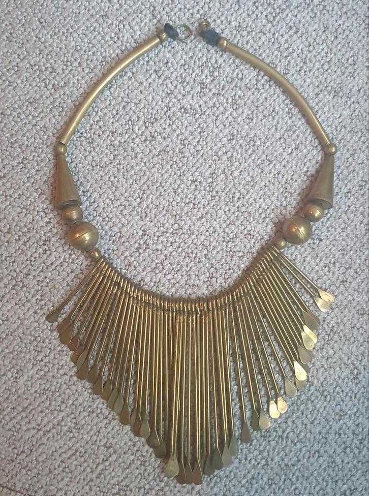 Antiek Statement Ketting messing, Sieraden, Tassen en Uiterlijk, Kettingen, Zo goed als nieuw, Overige materialen, Goud, Ophalen of Verzenden