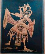 Vintage schilderij indonesische vrouw van ingelegd rijststro, Ophalen of Verzenden