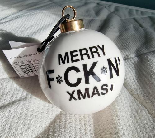 *NIEUW* MERRY FCKN XMAS KERSTBAL PORSELEIN - 12,- EURO VASTE, Huis en Inrichting, Woonaccessoires | Tekstborden en Spreuken, Nieuw