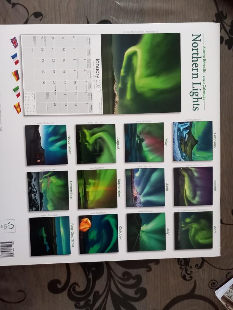 Gratis Noorderlicht foto's op oude kalender, Ophalen of Verzenden, Gebruikt