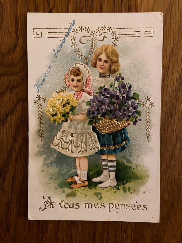 Oude ansichtkaart ansicht kaart A vous mes pensées, Verzamelen, Ansichtkaarten | Themakaarten, Gelopen, Overige thema's, Ophalen of Verzenden