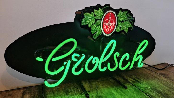 Grolsch neon lamp, Verzamelen, Biermerken, Gebruikt, Reclamebord, Plaat of Schild, Grolsch, Ophalen