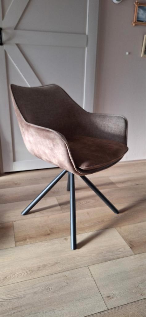 4 Draaibare Eettafelstoelen - Taupe/Bruin Stof, Huis en Inrichting, Stoelen, Ophalen of Verzenden