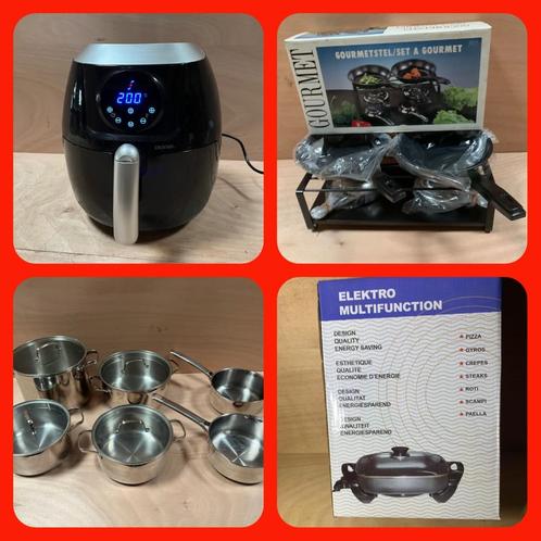 113. Airfryer XXL / Hapjespan / Gourmetstel / Pannenset, Huis en Inrichting, Keuken | Potten en Pannen, Nieuw, Pannenset, Rvs