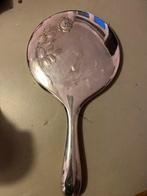 Vintage verzilverde Handspiegel met Roos, Ophalen of Verzenden, Rond, Minder dan 50 cm, Minder dan 100 cm