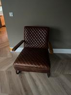 Bruine leren fauteuil, Ophalen, Zo goed als nieuw, 50 tot 75 cm, Leer