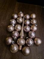 Taupe kleurige kerstballen + piek, Ophalen, Zo goed als nieuw