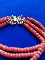 antieke zeeuwse armband met goudverguld kraalhaakslot, Gebruikt, Verzenden, Rood, Goud