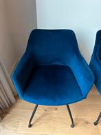 Bronx71 blauwe velvet stoelen - set van vier, Ophalen, Blauw, Zo goed als nieuw, Vier