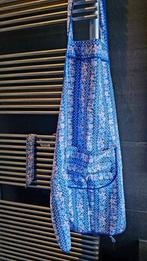 Vintage schort, Halsschort, Huishoudschort, Keukenschort, Ophalen of Verzenden, Gebruikt, Blauw, Schort