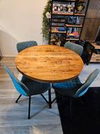 Ronde Mangohouten Eettafel - 110cm, Ophalen, Gebruikt, Rond, Vier personen