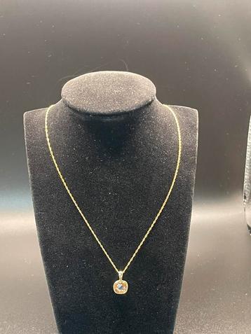 14k gouden ketting met 14k gouden hanger en toermalijn beschikbaar voor biedingen