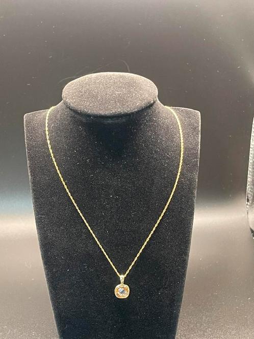 14k gouden ketting met 14k gouden hanger en toermalijn, Sieraden, Tassen en Uiterlijk, Kettingen, Zo goed als nieuw, Goud, Goud