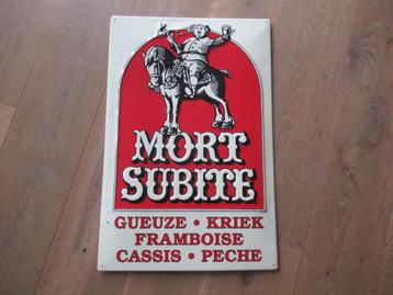 Mort Subite Bier groot ijzeren Reclamebord met Reliëf 60x40 beschikbaar voor biedingen