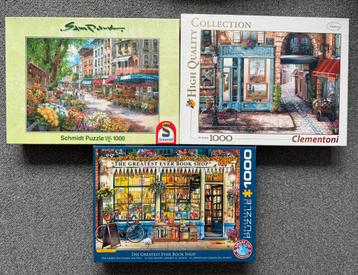 3 legpuzzels staatbeelden winkelstraat winkel geschilderd beschikbaar voor biedingen