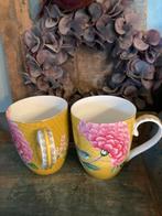 Pip Studio Blushing Bird Geel Theebekers (2), Ophalen of Verzenden, Zo goed als nieuw, Overige stijlen, Kop(pen) en/of Schotel(s)