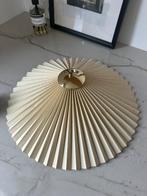 Vintage Mid Century lampenkap Plisse goud stof retro, Huis en Inrichting, Crème, Vintage Mid Century Retro, Rond, Gebruikt