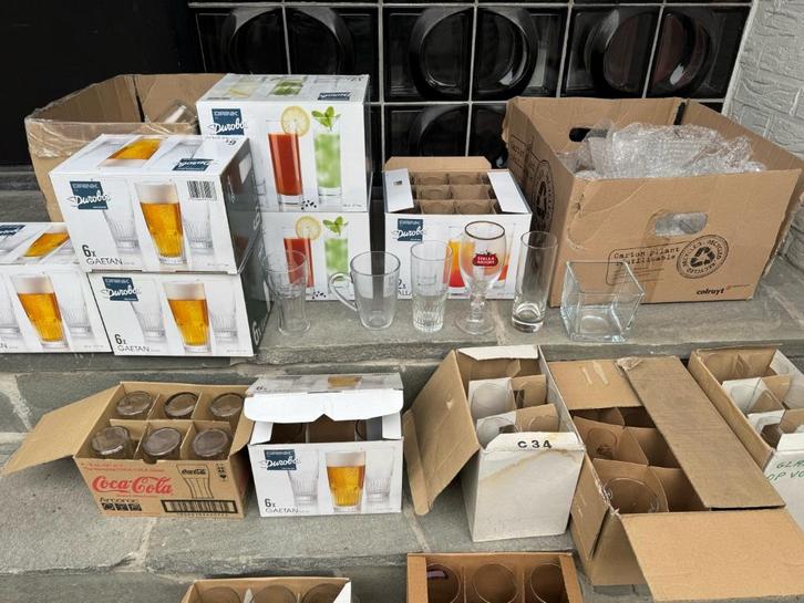 Grote partij bierglazen, longdrink, koffiekopjes, bekers, Huis en Inrichting, Keuken | Keukenbenodigdheden, Zo goed als nieuw