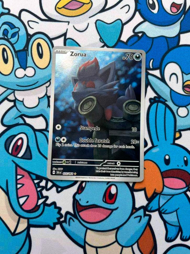 Zorua 075/064, Hobby en Vrije tijd, Verzamelkaartspellen | Pokémon, Zo goed als nieuw, Losse kaart, Foil, Verzenden