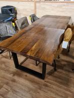 Eettafel 220x100x78 cm acaciahout, Nieuw, 100 tot 150 cm, 200 cm of meer, Metaal