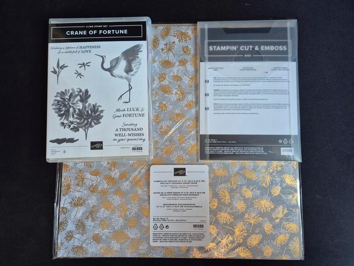 Stampin Up Crane of Fortune, Good Fortune Diescen papier, Hobby en Vrije tijd, Stempelen, Zo goed als nieuw, Overige typen, Ophalen of Verzenden