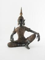 Brons beeld van Thaise tempelwachter (zittend), Ophalen of Verzenden