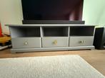 Grijze TV Meubel - 145cm Breed - massief hout, Ophalen, Gebruikt, 100 tot 150 cm, Minder dan 100 cm