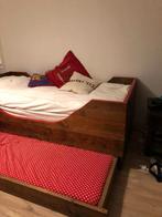 Houten bed met uitschuifbaar logeerbed, Gebruikt, 90 cm, Eenpersoons, Bruin