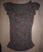 Bruin Shirt met Bloemprint (M), Maat 38/40 (M), Bruin, Ophalen of Verzenden, Korte mouw