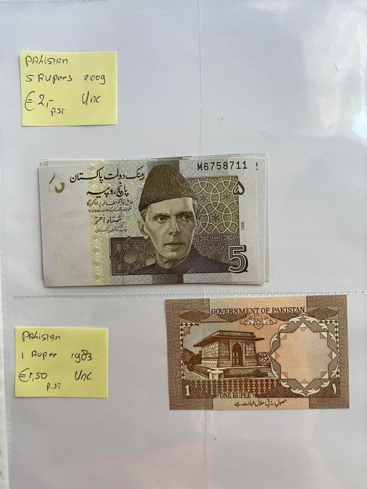 Bankbiljetten Kirgizië en Pakistan - 25% korting, Postzegels en Munten, Bankbiljetten | Azië, Zuidoost-Azië, Verzenden