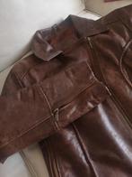 Vintage ledereb bikerjack bruin, Ophalen, Gedragen, Maat 38/40 (M), Bruin