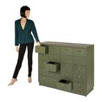 SHOWROOM Refurbished Apothekerkast Vintage Ladekast Groen, Info@dehanzeherten.nl, 100 tot 150 cm, 5 laden of meer, Nieuw