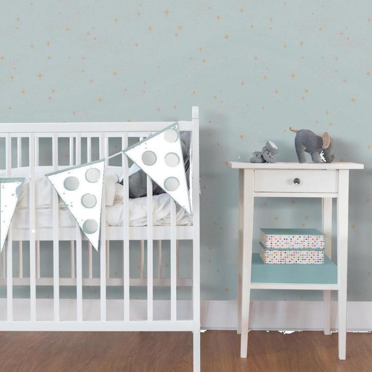 Zelfklevend gouden sterren behang - NIEUW IN VERPAKKING, Huis en Inrichting, Stoffering | Behang, Blauw, Groen, minder dan 10 m²